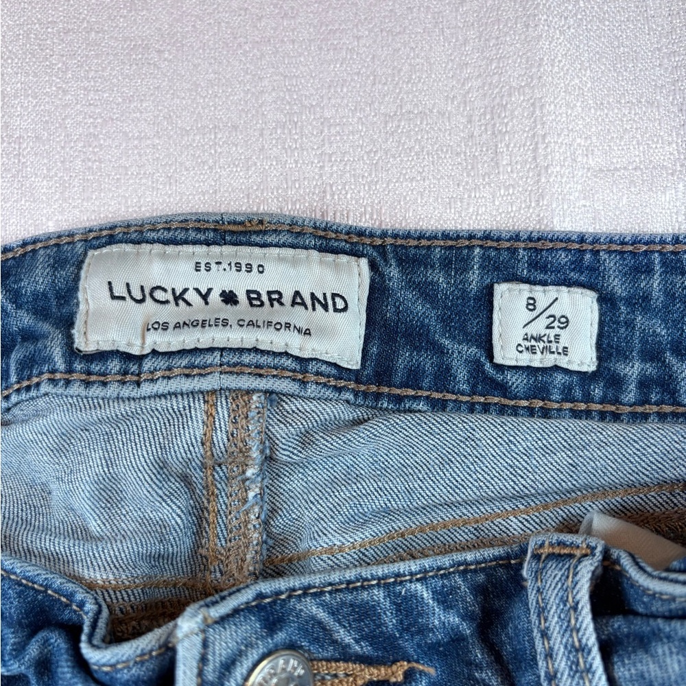 Lucky Brand Light Blue Floral Embroidered Skinny Jeans - Picture 5 of 9
